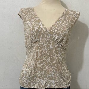 Old Navy Tan Floral Blouse